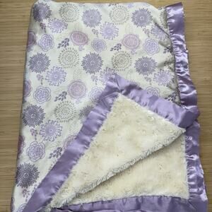 PeanutShell Baby Purple Flower Soft Security Blanket Lovey Satin Floral